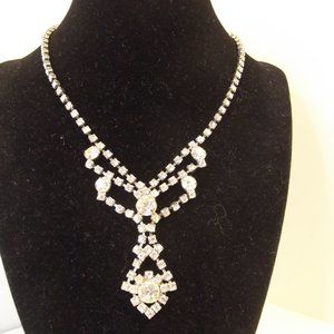 Vintage prong set rhinestone choker necklace Bling!